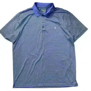 Izod Golf Mens Short‎ Sleeve Striped Polo Shirt. Sz Large & Purple